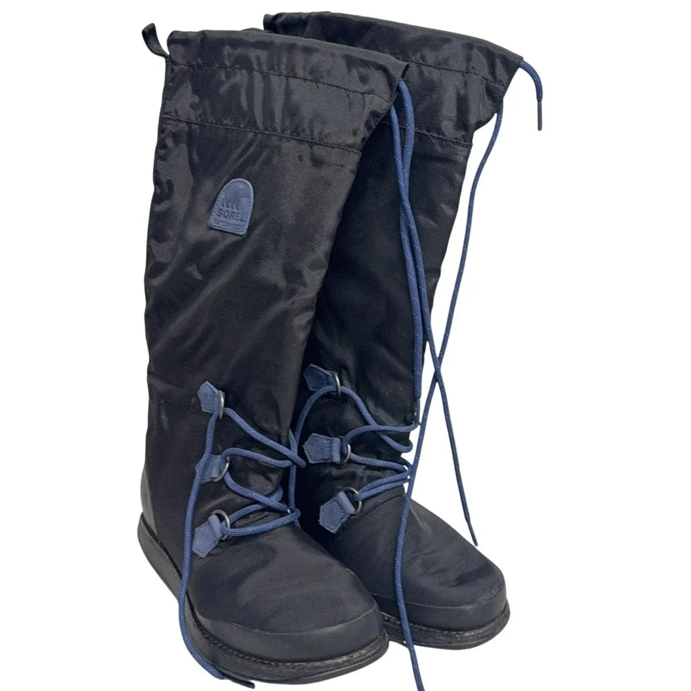 Sorel Snow Boots Womens Size 7 Black Waterproof Mid Calf Lace Up NL1708-010